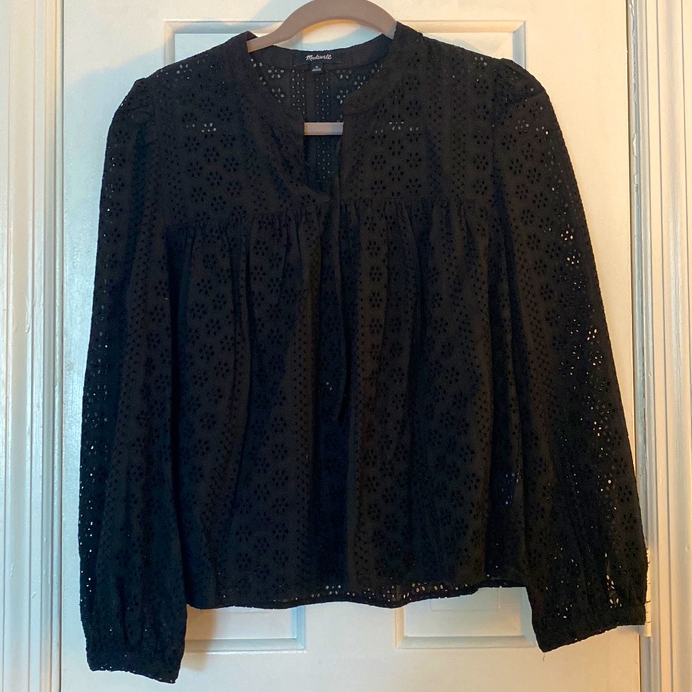 Madewell black eyelet top